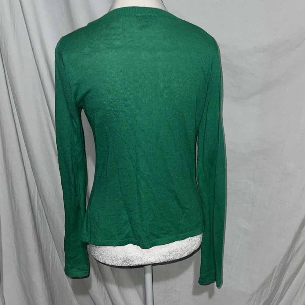 green Kristin Davis button up long sleeve cardigan size medium - Picture 2 of 3